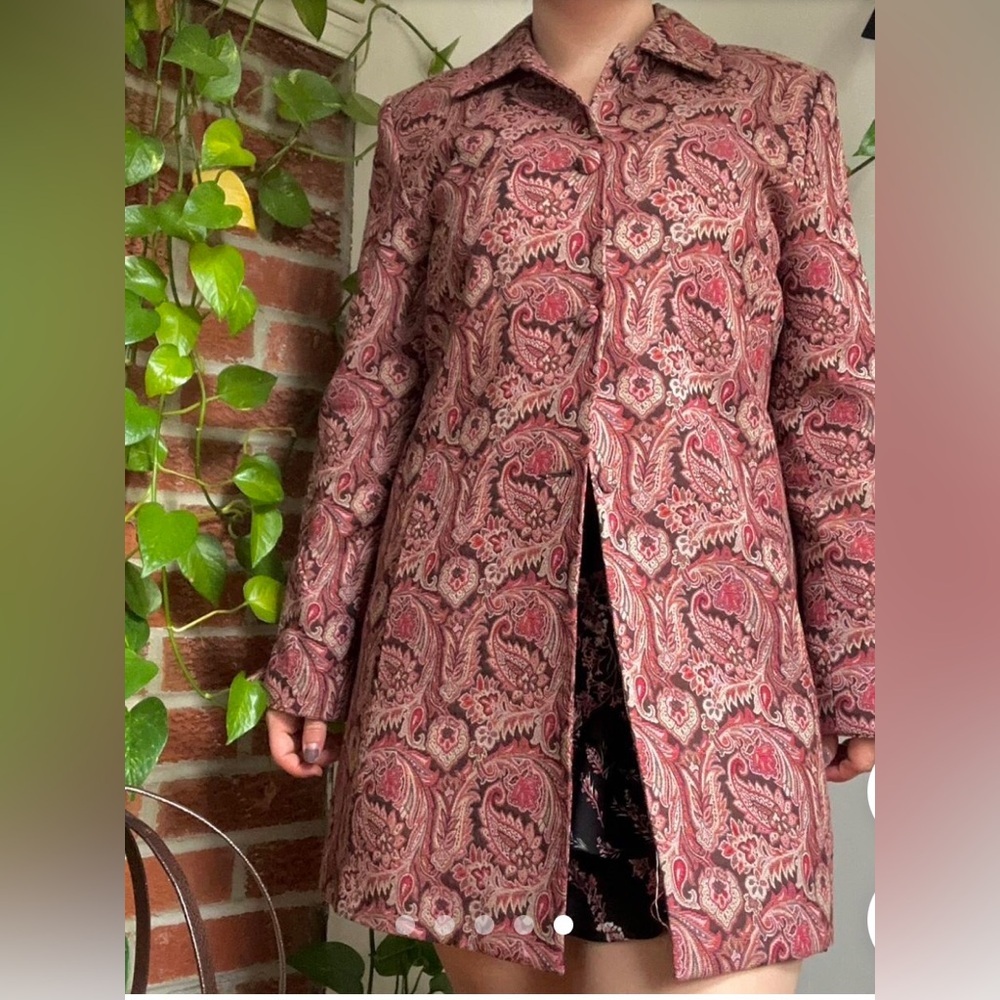 Bay Studio Paisley Brown/Pink/Red Long Coat Jacquard Career Size 12P